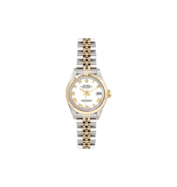 Rolex Women's Datejust Two Tone Fluted White Roman Dial